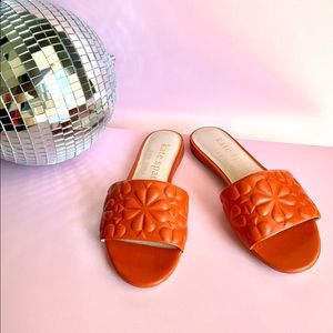 kate spade new york Emmie Spade Flower Embossed Leather Slides, 7 NWOB